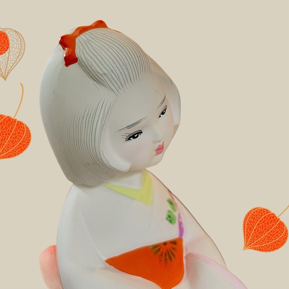 Vintage Japanese Hakata Ningyo Doll Unglazed Hand Painted 11"h Clay Figurine - Picture 13 of 15